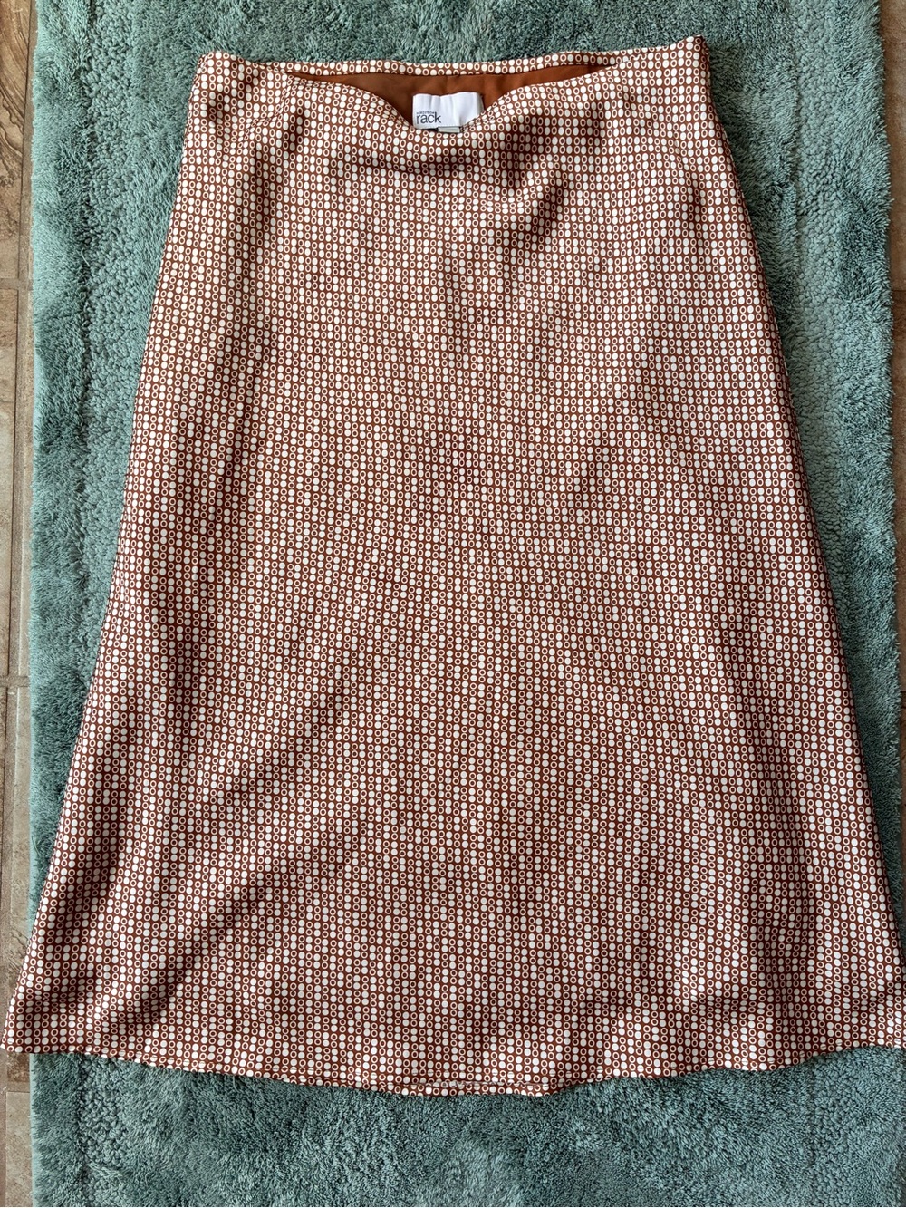 Nordstrom Rack Caramel/Cream Dotted Midi Skirt